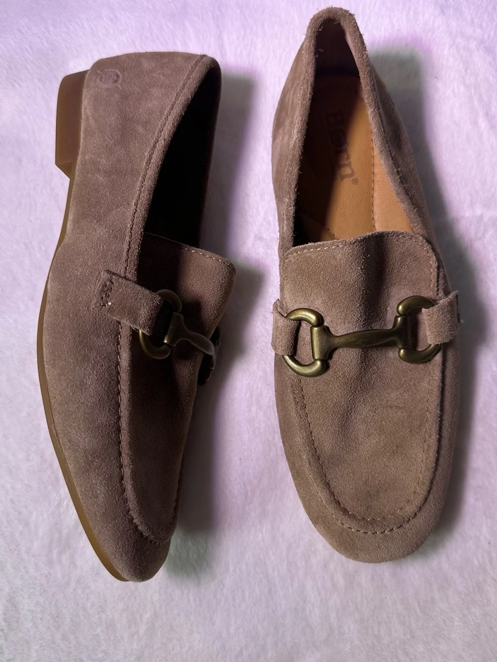 Born Suede Loafers with Metal Bit - Tan